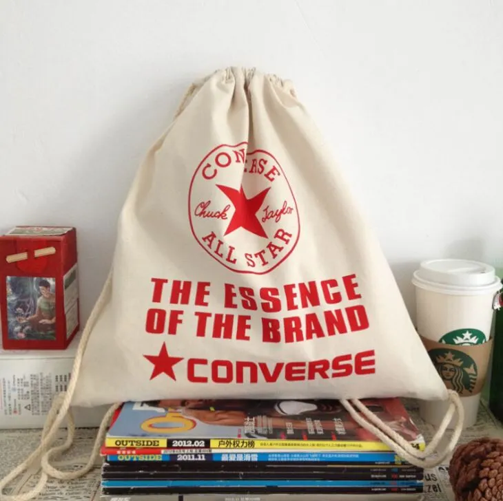 Оптовые продажи хлопка миткаль упаковка мешок миткаль рюкзак затягивающимся с нестандартного размера и логотип