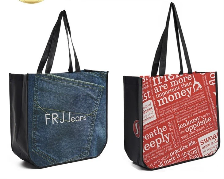 Глянцевая ламинированная нетканая сумка с криволинейным дном